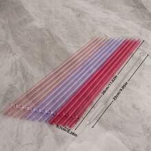 6件/12件套塑料吸管，含吸管清洁刷，粉色/紫色/玫红色透明闪光吸管带环，易于清洁，抗冲击力强，可重复使用吸管，适用于30盎司/20盎司/16盎司杯子、水瓶、牛奶杯、塑料水杯、玻璃杯 - 多色/多款式 - 查看 2
