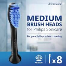 Replament Heads  Compatible With Philips Sonicare Replament Heads  Medium Replament Toothbrush Head  Replas HX6015/03 SimplyClean Toothbrush Heads  Black  8 Pack