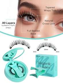 1 对磁性睫毛漫画睫毛猫眼睫毛磁性睫毛带涂抹器自然外观可重复使用无需胶水易于粘贴和去除尖刺假睫毛纤细（闪光）条状睫毛、睫毛、睫毛、假睫毛 - 眼尾拉長款 - 查看 15