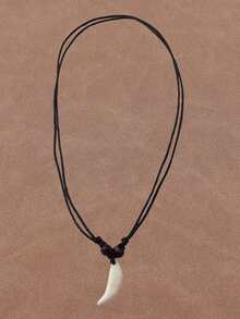 1-częściowy modny naszyjnik z wisiorkiem w kształcie zęba wilka, regulowany, odpowiedni do codziennego noszenia przez kobiety - Czarne - Zobacz 5