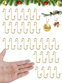 50pcs Christmas Ornament S Shaped Hooks Metal Wire Hook Xmas Tree Balls Pendant Hanging Holders For Home New Year Party Decor Wholesale, Mini Christmas Decoration Hangers, Multi-Functional S-Hook,Christmas Vine
