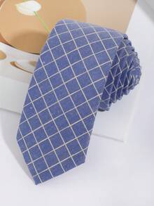 1 件男士休闲格子图案领带，学院风格手工领带适合校园、日常、派对、度假、旅行装 - 彩色 - 查看 8
