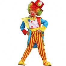 一套适合男孩和女孩的小丑套装，儿童小丑服装，儿童连体衣角色扮演服装（注意：不包括道具假发/塑料眼镜/红鼻子/鞋子） - 彩色 - 查看 4