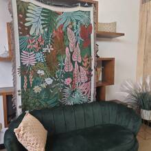 1 pătură cu ciucuri jacquard cu model tropical, boem, versatilă pentru toate anotimpurile, potrivită pentru camping, canapea, birou, dormitor și living