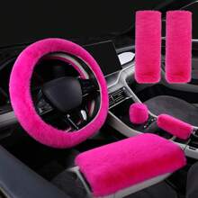 冬季兔子毛绒汽车方向盘套弹力把套手刹把套车内用品内饰