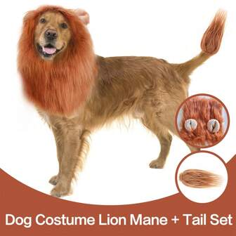 Transformaciones de mascotas Perro espeluznante con sombrero de peluca de orejas de león Cubierta de cabeza de león para mascotas Decoración de Halloween para mascotas Cubierta de cabeza de león para mascotas Suministros para mascotas Cubierta de cabeza de gato Cubierta de cabeza de perro Accesorios de Halloween para perros