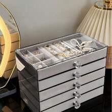 1 hộp đựng trang sức bằng acrylic trong suốt, hộp đựng trang sức 3 tầng dạng ngăn kéo, trang sức, khuyên tai, nhẫn, dây chuyền, vòng tay, mặt dây chuyền, hộp đựng trưng bày - Nhiều màu - Xem 12