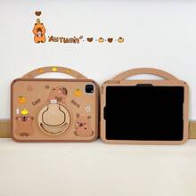 1 件可爱熊设计（无笔）iPad 保护壳，适用于 iPad 7/8/9、iPad Air 5/4/3 第 9 代 10.2 英寸、iPad Pro 11 英寸、iPad Air 6 2024，硅胶全覆盖 - 粉色 - 查看 3