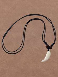 1-częściowy modny naszyjnik z wisiorkiem w kształcie zęba wilka, regulowany, odpowiedni do codziennego noszenia przez kobiety - Czarne - Zobacz 4