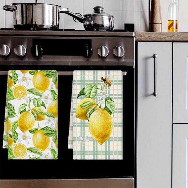 2 Pieces Lemon Kitchen Towel Quick Dry Cleaning Bowl Towel, Decorative Tea Towel Lemon Kitchen Decoration For Housewarming Gifts Dining, Home, Wedding, Banquet, Buffet Dish Towels, Bathroom Kitchen Supplies