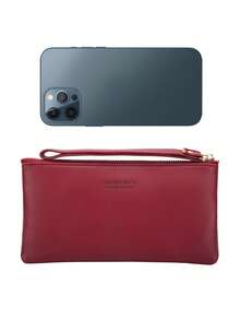 MIYIN محفظة هاتف ذكي طويلة بفتحات بطاقات وسوار معصم، حقيبة هاتف متعددة الوظائف مع جيب للعملات، محفظة بسيطة مطبوعة بحرف جرافيك من جلد البولي يوريثان مع سحاب، محفظة عصرية بسيطة للسيدات للعمل والدراسة والأعمال والهدايا والمناسبات الخاصة