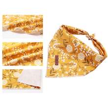 Lionet Paws Flower Dog Bandana,Fabric Yellow Dogs Kerchief For Small Medium Large Dogs,Dog Cotton Triangle Bibs Scarf For Girl Boy - Yellow Floral - 查看 3