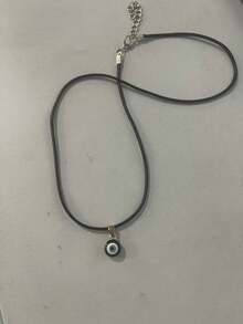 1 件时尚复古眼形吊坠项链 - 黑繩金邊 - 查看 3