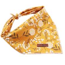 Lionet Paws Flower Dog Bandana,Fabric Yellow Dogs Kerchief For Small Medium Large Dogs,Dog Cotton Triangle Bibs Scarf For Girl Boy - Yellow Floral - 查看 4
