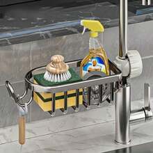 Estante de almacenamiento para grifo de baño, soporte para jabón de ducha, organización de baño, estantes de ducha, accesorios de baño - Negro 1 pieza B3385A - Ver 3