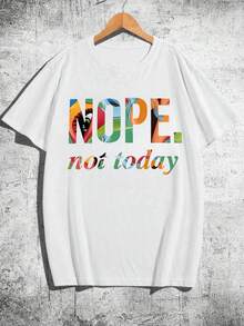 Men's Casual Short Sleeve Crew Neck T-Shirt, Creative Printed Design, Simple Design, Woven Process - White 4 - View 2