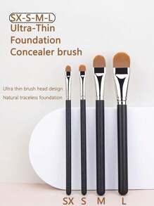 4pcs Concealer Brush Set, Including Small Flat Concealer Brush, Gel Eyeliner Brush, Detail Concealer Brush, Makeup Tools, Foundation Brush, Concealer Brush, Blush Brush, Contour Brush, Blush Brush, Highlighter Brush, Powder Brush, Foundation Brush, Blush Brush - Black - View 12
