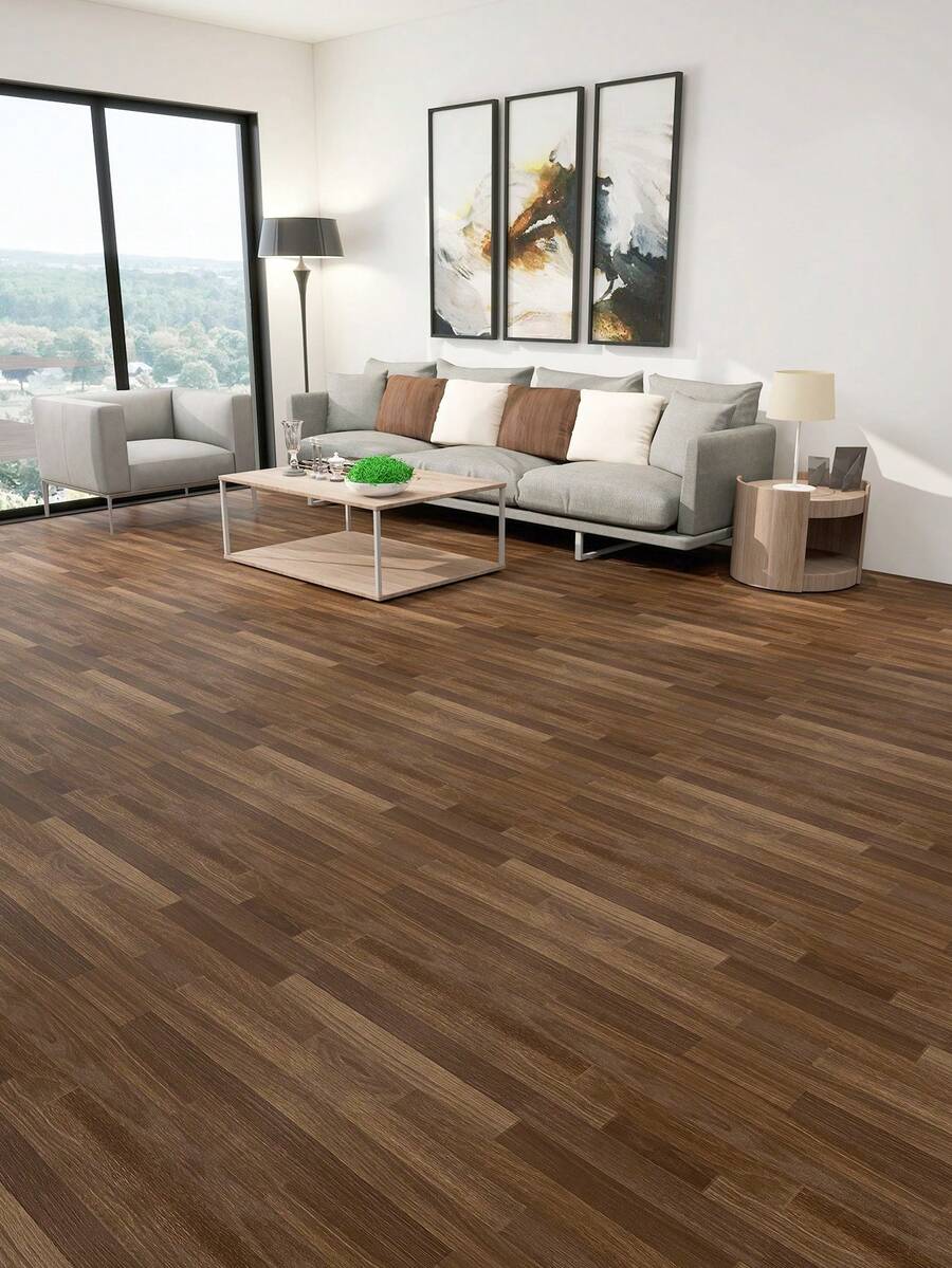 1卷，宽40厘米（15.75英寸），多种长度和颜色可选。自粘式，撕开即可粘贴，可移除，不留残胶，防水，防滑，耐刮擦。优质PVC乙烯基地板贴纸，简约现代深灰色木纹纹理印花，装饰性强，易于粘贴，适用于厨房、浴室、洗衣房、卧室、客厅、全屋地板翻新、出租房装饰。