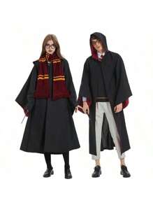 Wizard Robe Costume, Halloween Magician Gown Outfit, Graduation Photo Attire; University Style Student Uniform - Multicolor - View 4