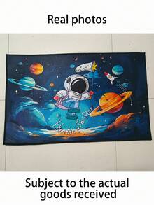 1 pieza Alfombra con diseño de astronauta y planeta de estilo de dibujos animados, alfombra de campo planetario, alfombra de astronauta, alfombra de cohete, tapete de juegos, material amigable con el pelaje, alfombra para sala de estar, alfombra para dormitorio, alfombra pequeña, alfombra grande, alfombra para cocina, felpudo de baño - Blanco - Ver 8