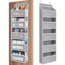 Door Hanging Storage Organizer, Storage Box, Hanging Wardrobe Storage Organizer, 5-Tier Hanging Door Storage Rack With 5 Large Capacity Pockets, Anti-Tilt, Suitable For Bedroom, Bathroom, Pantry - 灰色 - 查看 3