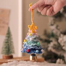 1pc Crochet Cute Christmas Tree Ornament, Multilayer Colorful Design With Star Top & Bells, Decor For Christmas Tree, Suitable For Christmas Holiday Decoration