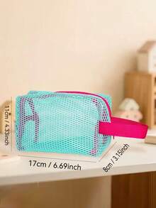 1pc Dopamine Mesh Tofu Cosmetic Bag Coin Purse Lanyard Needs To Be Ordered Separately, Randomly Sent, Portable Breathable Cosmetic Lipstick Storage Bag, Makeup Bag, Portable Travel Bag, Coin Purse, Lipstick Bag, A Small Holiday Gift For Girls, Highly Attractive Storage - Multicolor - View 22