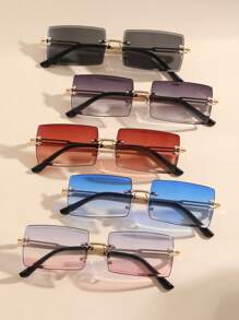 1 Pair, 3 Pairs Combo, 4 Pairs Combo, 5 Pairs Combo, 7 Pairs Unisex Rectangular Classic Frameless Luxury Fashion Glasses, Suitable For Daily Life And Outdoor Travel Accessories