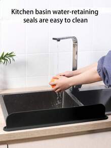 1pc Silicone Sink Splash Guard, Suction Cup Splash Cover, Reusable Sink Splash Shield, Sink Splash Protector For Kitchen And Bathroom, Bendable And Easy To Install