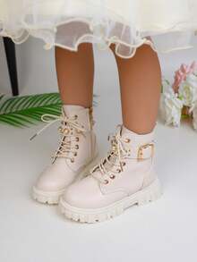 1 Pair Children's Boots, Girls' Fashion Versatile Casual Boots, Autumn/Winter - Beige - View 7