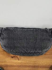 Large-Capacity Breast Bag For Boys Denim Crossbody Riding Bag For Women Korean Version Harajuku Style Ins Textured Shoulder Bag - Black - View 5