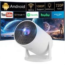 带内置扬声器的无线投影仪，WIFI 连接视频投影仪，屏幕镜像，梯形校正，兼容 1080P，支持音频、图像、视频，适用于智能手机、笔记本电脑、家庭影院和户外露营 - 查看 5