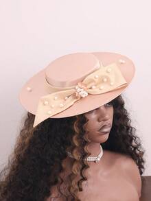 法国女士教堂帽，适合舞会、宴会、茶会，装饰蝴蝶结帽子，婚纱摄影，复古风格帽子，优雅礼服帽 - 1200 - 查看 6