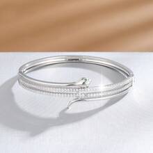 1pc Elegant Snake Shaped Artificial Zirconia Inlaid Women Bracelet