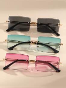 1 Pair, 2 Pairs, 3 Pairs, 5 Pairs, 10 Pairs Unisex Rectangular Classic Frameless Luxury Fashion Glasses, Suitable For Daily Life, Outdoor Travel Accessories, Daily Photography, Outdoor Travel Accessories, Also Have Windproof And Sand Protection Function, All Season