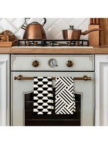 2 Pcs Boho Abstract Kitchen Towels, Dish Tea Towels For Kitchen Decor, Retro Mid Century Modern Hand Towels For Bathroom Decor, 16x24 Inch - Mid Century - 查看 4