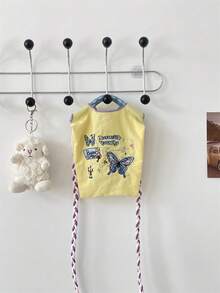 Women Top Handle Bags - 花蝴蝶黃色+[麻花繩粉紫] - 查看 8