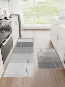 1 Piece Of Simple Grey Gradient Kitchen Floor Mat, Anti Slip And Stain Resistant, Suitable For Room Decor, Living Room, Bathroom, Bedroom Rug, Door Mat, Area Rug And Outdoor Carpet, Made Of Polyester Fiber Material, Easy To Clean And Machine Washable, Suitable For All Seasons And Holidays. - Dark Grey - View 8