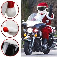 1pc Santa Claus With Beard Motorcycle Helmet Cover, Plush Christmas Hat Home Decor Christmas Decorations Room Decor - Multicolor - View 2