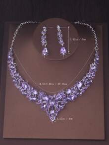 High End Atmospheric Bridal Accessories, Women's Fashion Necklace, Earring Set, Purple, Navy Blue, Green Necklace, Wedding Dress Set, Stage Performance, Banquet, Evening Party Dress Accessories, Halloween Necklace - 項鍊+耳環套裝 - 查看 2