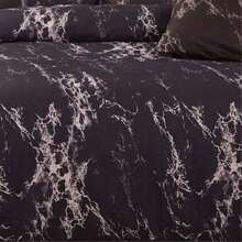 Luxurious Black Marble Super King Size Duvet Cover Set - Elegant Quilted Bedding Ensemble For A Stylish Bedroom Makeover