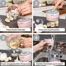 Mini Picadora De Ajo Eléctrica Portátil Molinillo De Grado Alimenticio De Acero Inoxidable - Verde - Ver 7