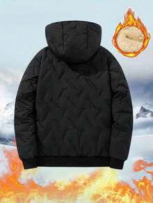 Winter New Outdoor Sports Cotton Jacket Men's Casual Hooded Top Hooded Thick Jacket,Fleece - Black - View 3