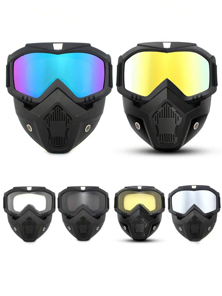 1pc Retro Motorcycle Helmet Windproof Goggles Dustproof Eye Protection Mask Riding Off-Road Windshield Glasses - Multicolor - View 1