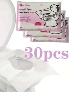 10/30/50片装一次性马桶座垫，可冲散纸质马桶垫，便携式马桶座贴，旅行必备，可溶性纸质马桶垫，商务旅行马桶垫，适用于飞机、旅行、公共卫生间和露营，航空旅行和露营装备，快速降解，轻便卫生，浴室装饰秋季装饰 - 彩色 - 查看 9