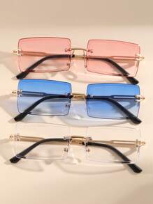 1 Pair, 2 Pairs, 3 Pairs, 5 Pairs, 10 Pairs Unisex Rectangular Classic Frameless Luxury Fashion Glasses, Suitable For Daily Life, Outdoor Travel Accessories, Daily Photography, Outdoor Travel Accessories, Also Have Windproof And Sand Protection Function, All Season