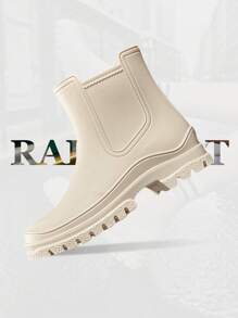 7-Inch Height Women's Rain Boots, New White Waterproof Ankle Boots, Soft & Comfortable Flat Bottoms, Lightweight, Suitable For Outdoor, Rainy Days, Gardening, Car Washing, Fishing, All Season