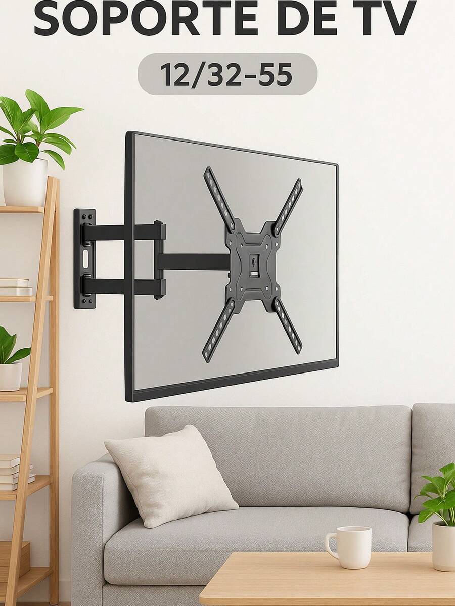 Soporte Articulado para Televisores de 12 a 55 Pulgadas Ideal para Hogar u Oficina Moderno - Negro - Ver 1
