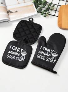 مجموعة قفازي مطبخ/فرن ميكروويف سميكة مقاومة للحرارة 2 قطعة، قفازات وسجادة للخبز والطهي، متعددة الألوان