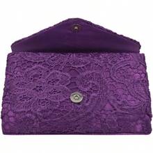 Purses And Bags Women Premium Lace Paisley Floral Fabric Satin Envelope Flap Clutch Evening Bag Black Clutch Purse Gold Purse Makeup Bag - 紫色 - 查看 5